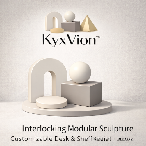 KyxVion™ Modular Geometry Stack – Minimalist Interlocking Sculpture Decor for Desk & Shelf