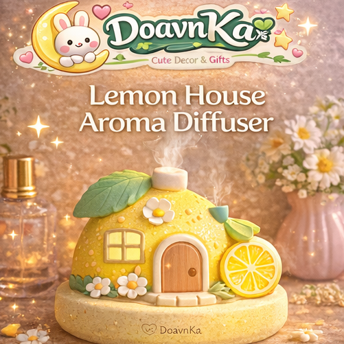 DoavnKaβ’ Lemon House Diffuser Decor β Cute Citrus Aroma Stone, Fresh Scent Desktop Ornament