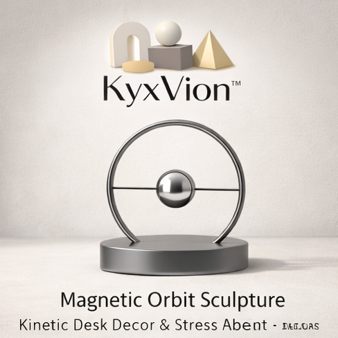 KyxVion™ Magnetic Orbit Sculpture – Minimalist Geometric Desk Decor & Stress-Relief Kinetic Ornament