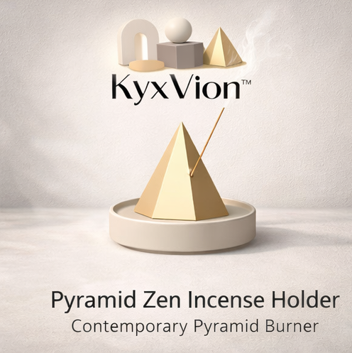 KyxVion™ Pyramid Zen Incense Holder – Geometric Modern Incense Burner for Meditation Decor, Yoga Room & Minimalist Shelf Styling