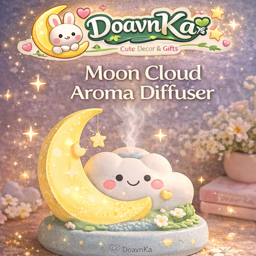 DoavnKa™ Moon Cloud Aroma Diffuser – Cute Night Sky Fragrance Decor, Relaxing Essential Oil Holder