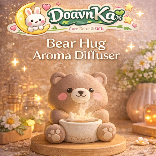 DoavnKa™ Bear Hug Aroma Diffuser – Cute Animal Essential Oil Holder, Cozy Desk Fragrance Decor
