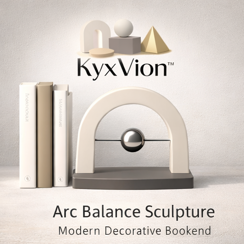 KyxVion™ Arc Balance Sculpture – Modern Minimalist Geometric Desk Decor & Bookend Accent