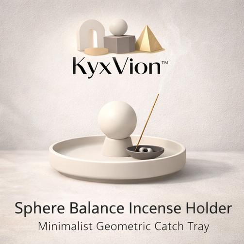 KyxVion™ Sphere Balance Incense Holder – Modern Geometric Incense Burner with Catch Tray for Desk Decor & Aromatherapy Spaces